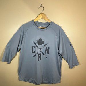 #122 REDUCED PRICE! Under Armour Men's 3/4 Sleeve Top, Large, Blue-Grey